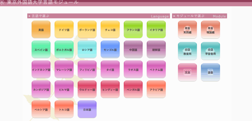 東京外国語大学「言語モジュール」