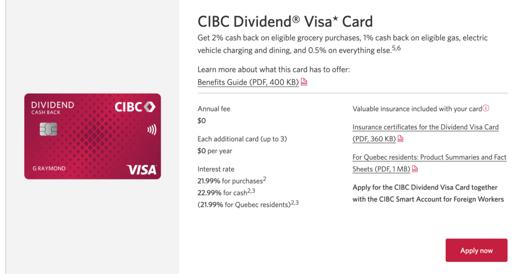 ワーホリ用CIBCクレカ